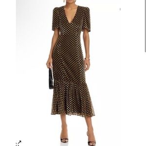 Rhode Gold & Black Polka Dot Dress NWT